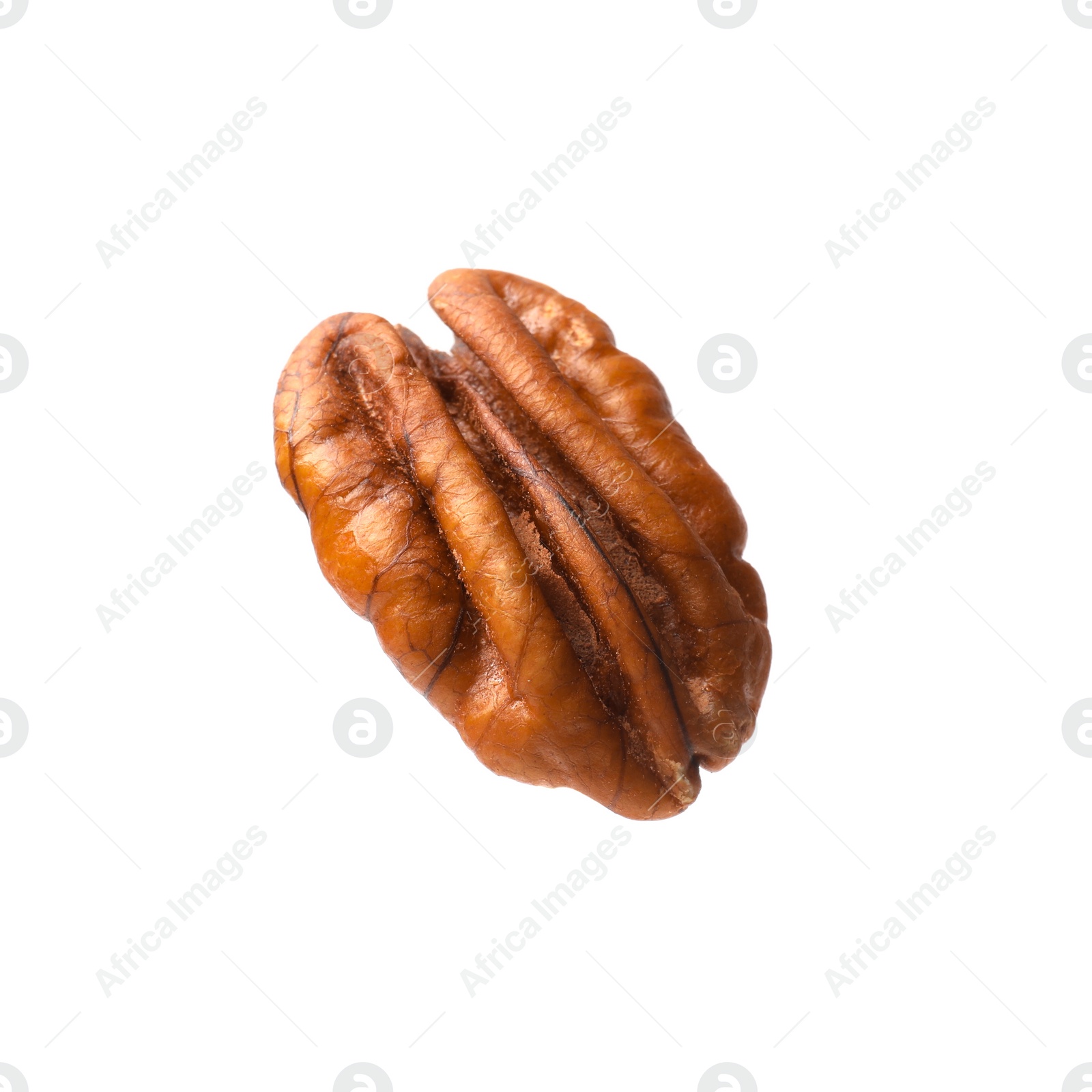 Photo of One tasty pecan nut isolated on white