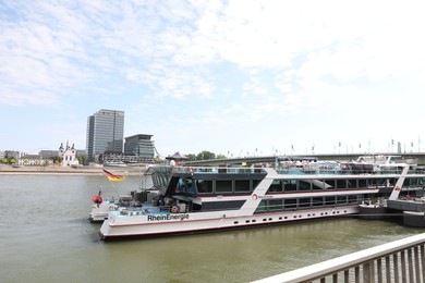 Photo of Cologne, Germany - August 28, 2022: Beautiful ferry boat on river
