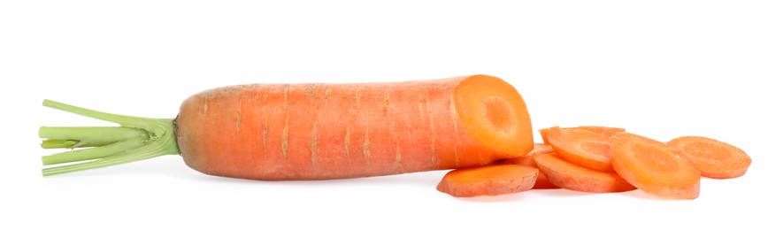 Photo of Tasty ripe organic carrot on white background