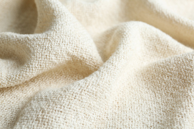 Photo of Texture of beautiful light fabric as background, closeup