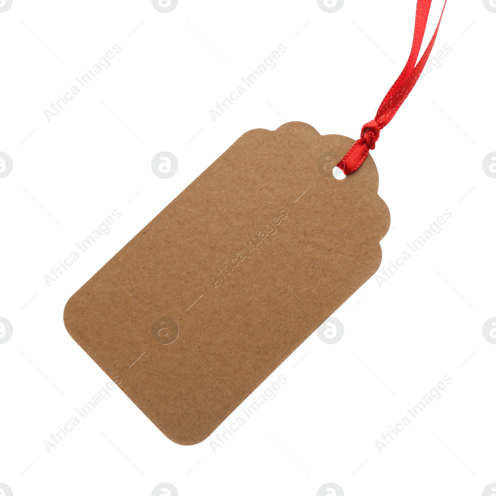 Photo of Cardboard gift tag with space for text isolated on white