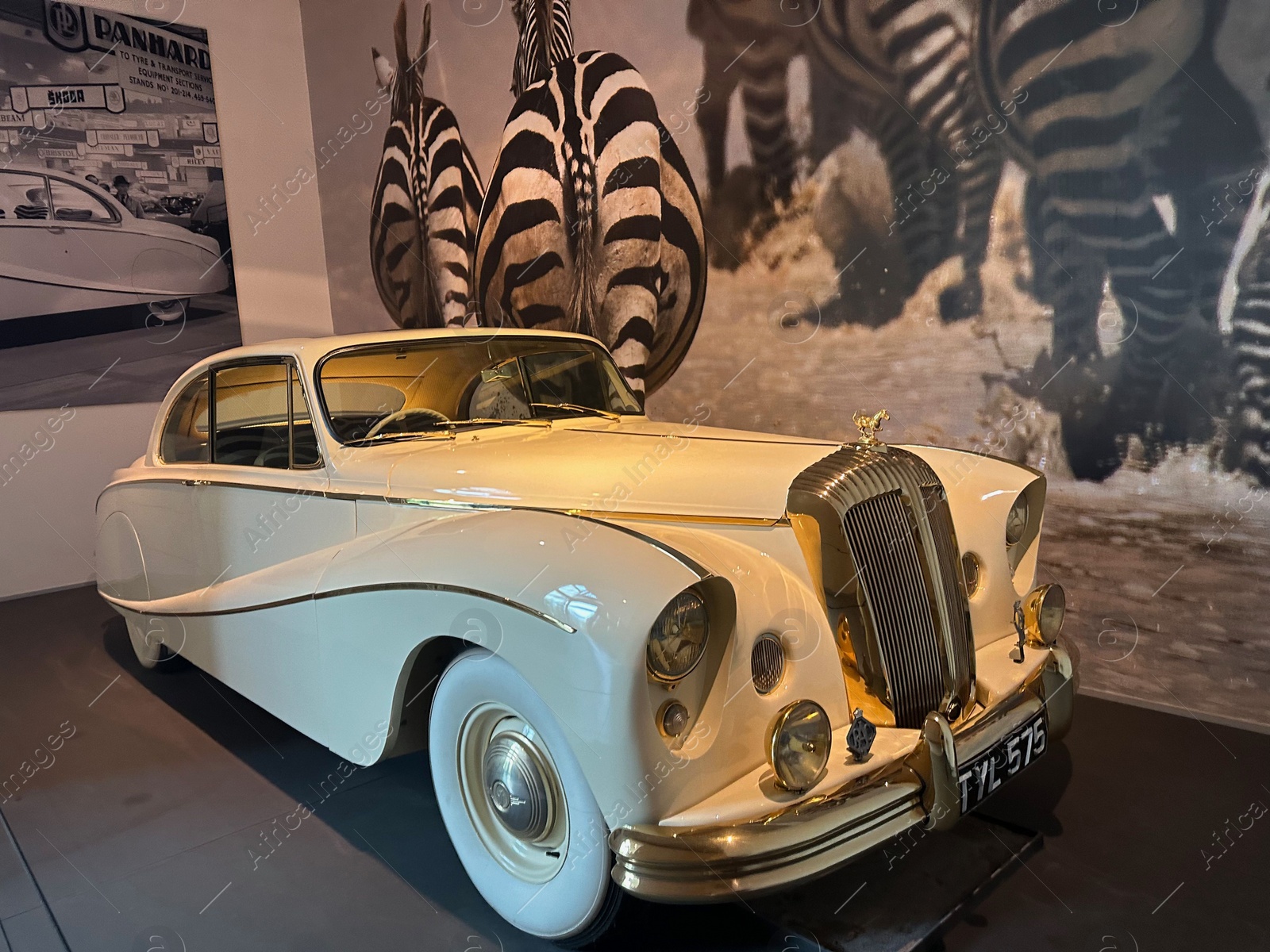 Photo of Hague, Netherlands - November 8, 2022: Beautiful view of white retro car in Louwman museum