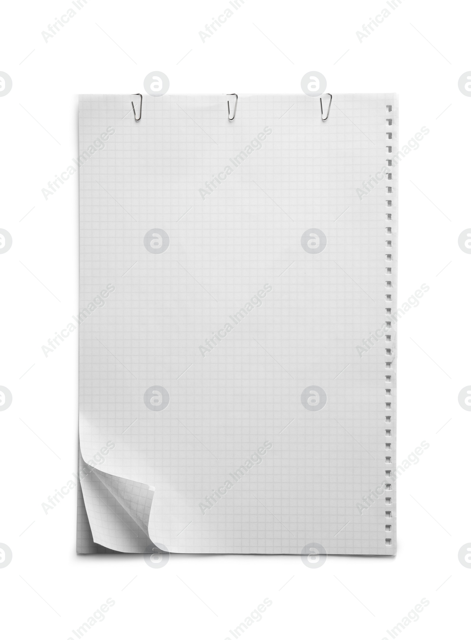 Photo of Checkered sheets of paper on white background, top view