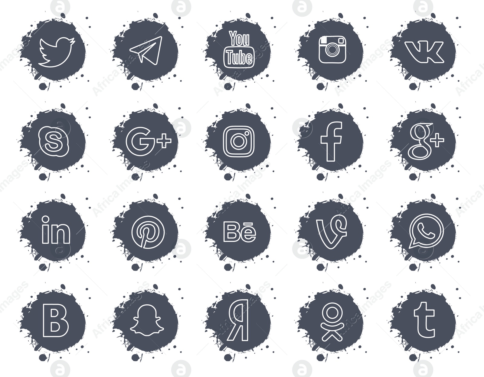 Illustration of MYKOLAIV, UKRAINE - APRIL 4, 2020: Collection of different social media apps icons