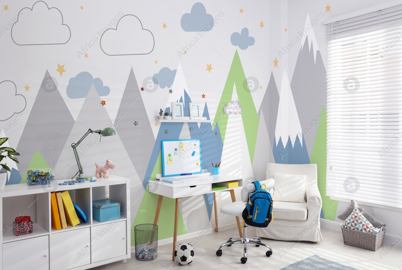 Image of Modern child room interior with stylish furniture 