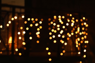 Beautiful street lights at night. Bokeh effect