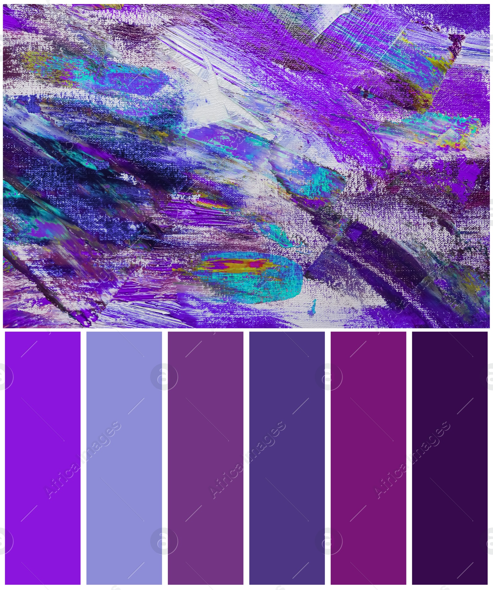 Image of Color palette appropriate to photo of colorful acrylic paints as background