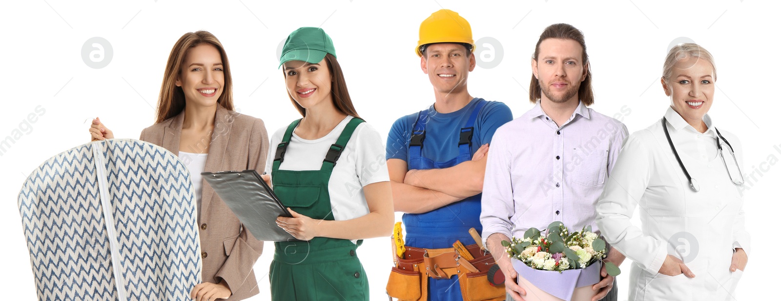 Image of Career choice. People of different professions on white background, banner design