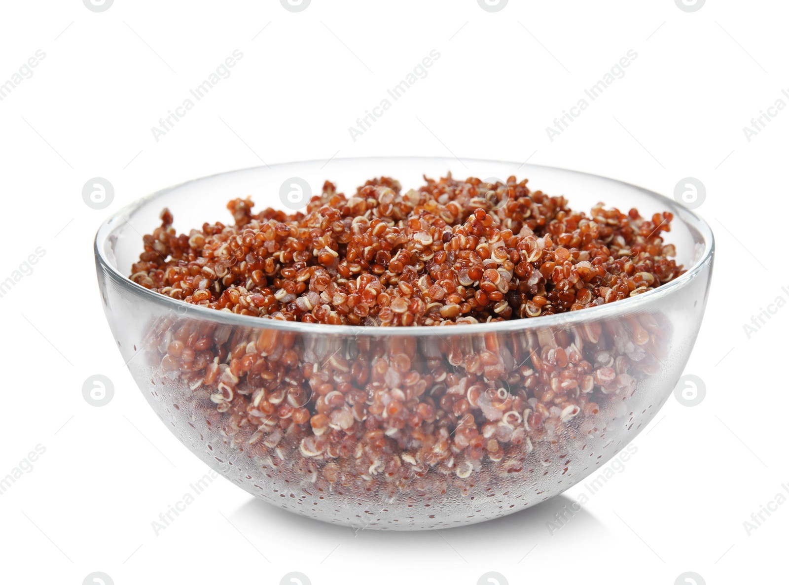 Photo of View of cooked red quinoa isolated on white