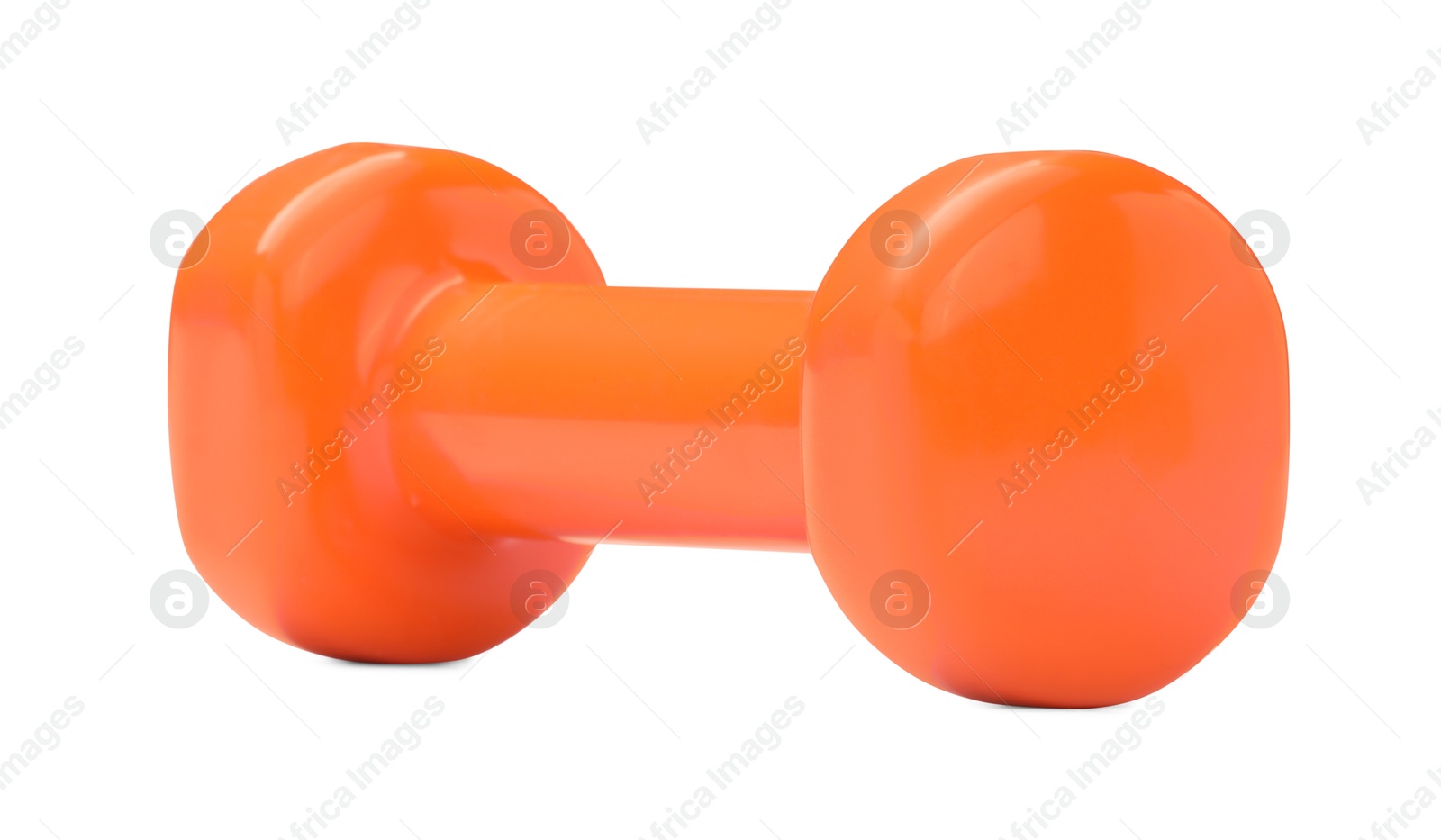Photo of Orange dumbbell isolated on white. Sports equipment