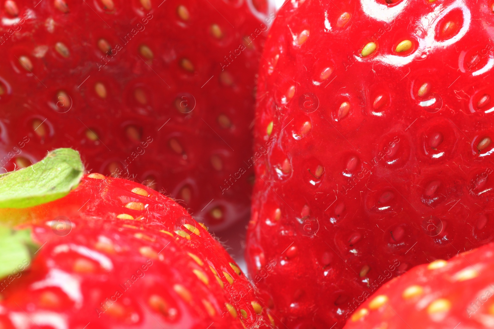 Photo of Tasty fresh ripe strawberries as background, macro view. Fresh berries