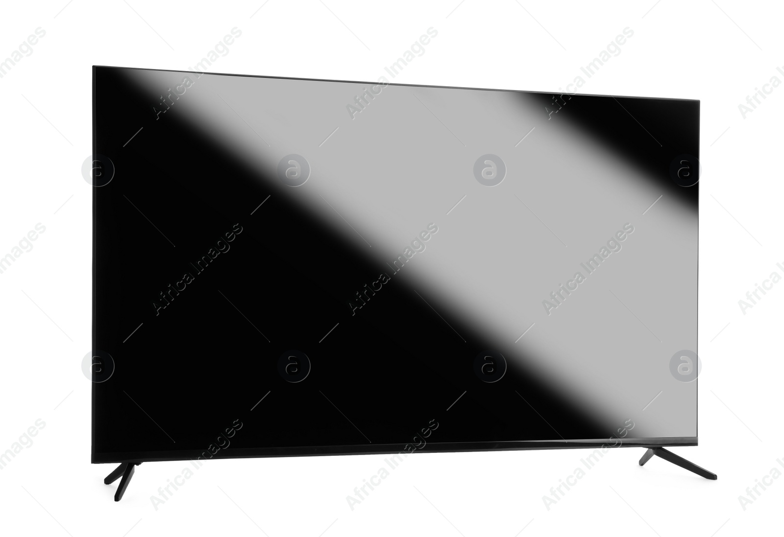 Photo of Modern TV with blank wide screen isolated on white