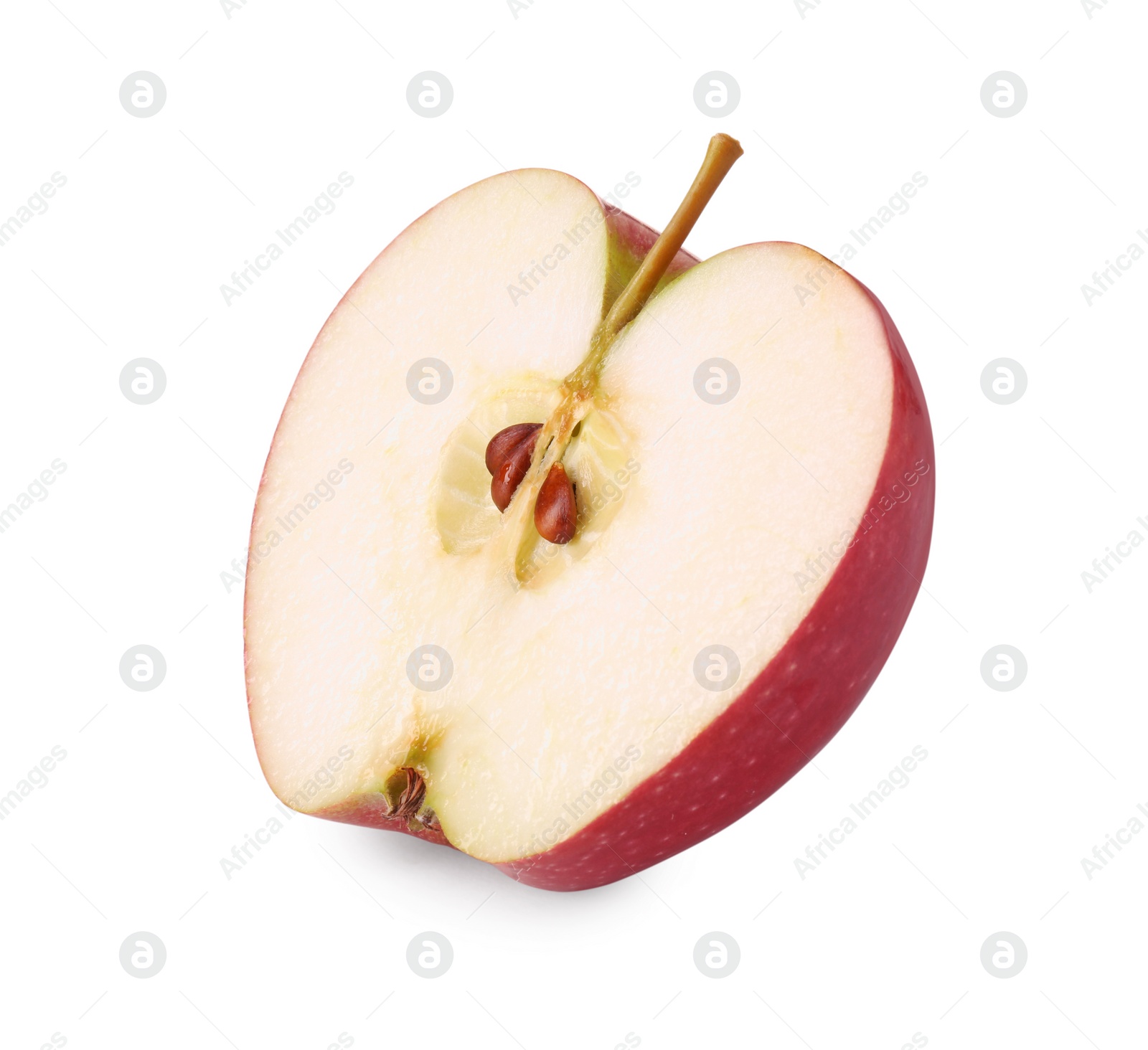 Photo of Half of ripe red apple isolated on white