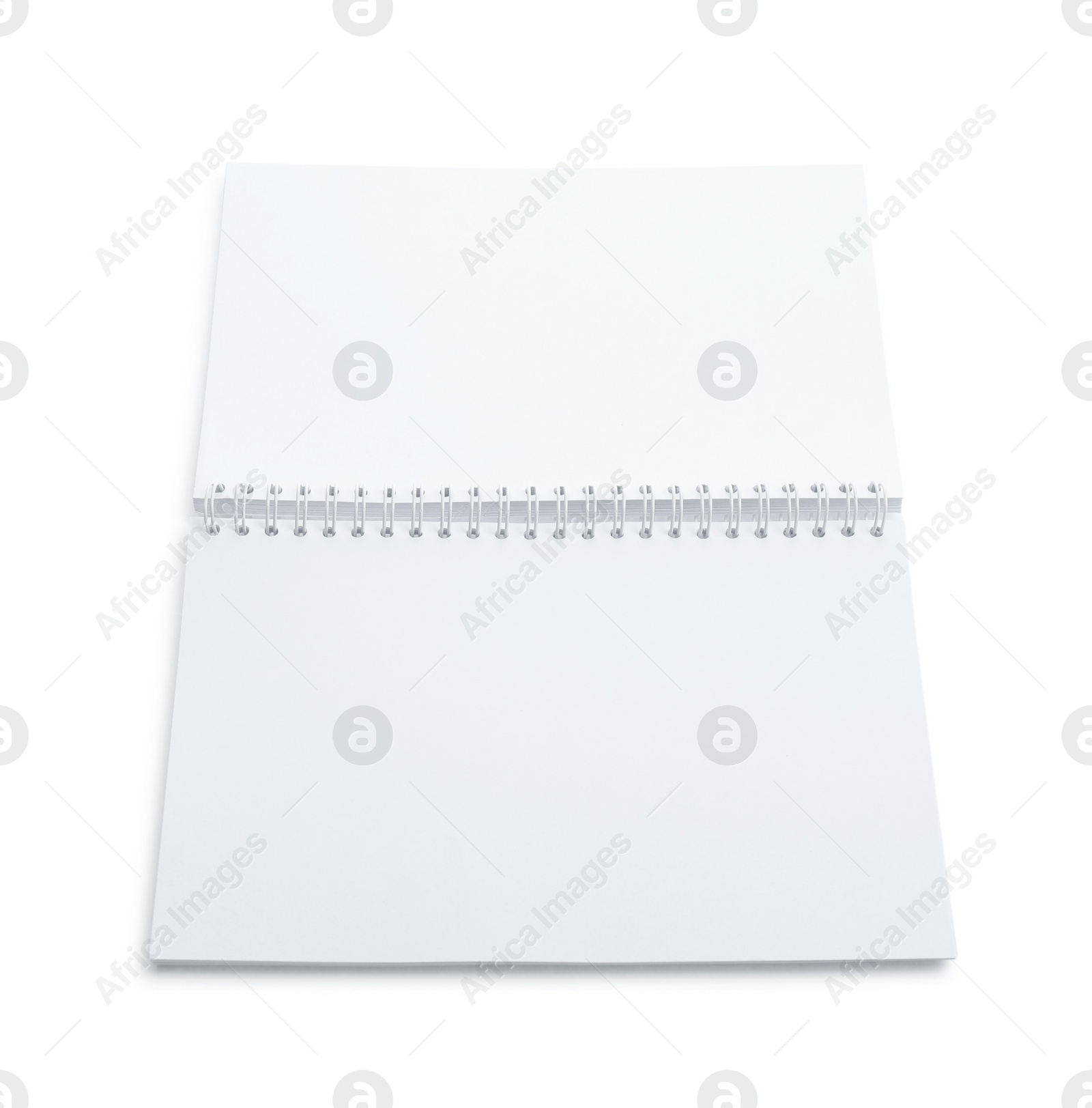 Photo of Open blank paper brochure isolated on white. Mockup for design