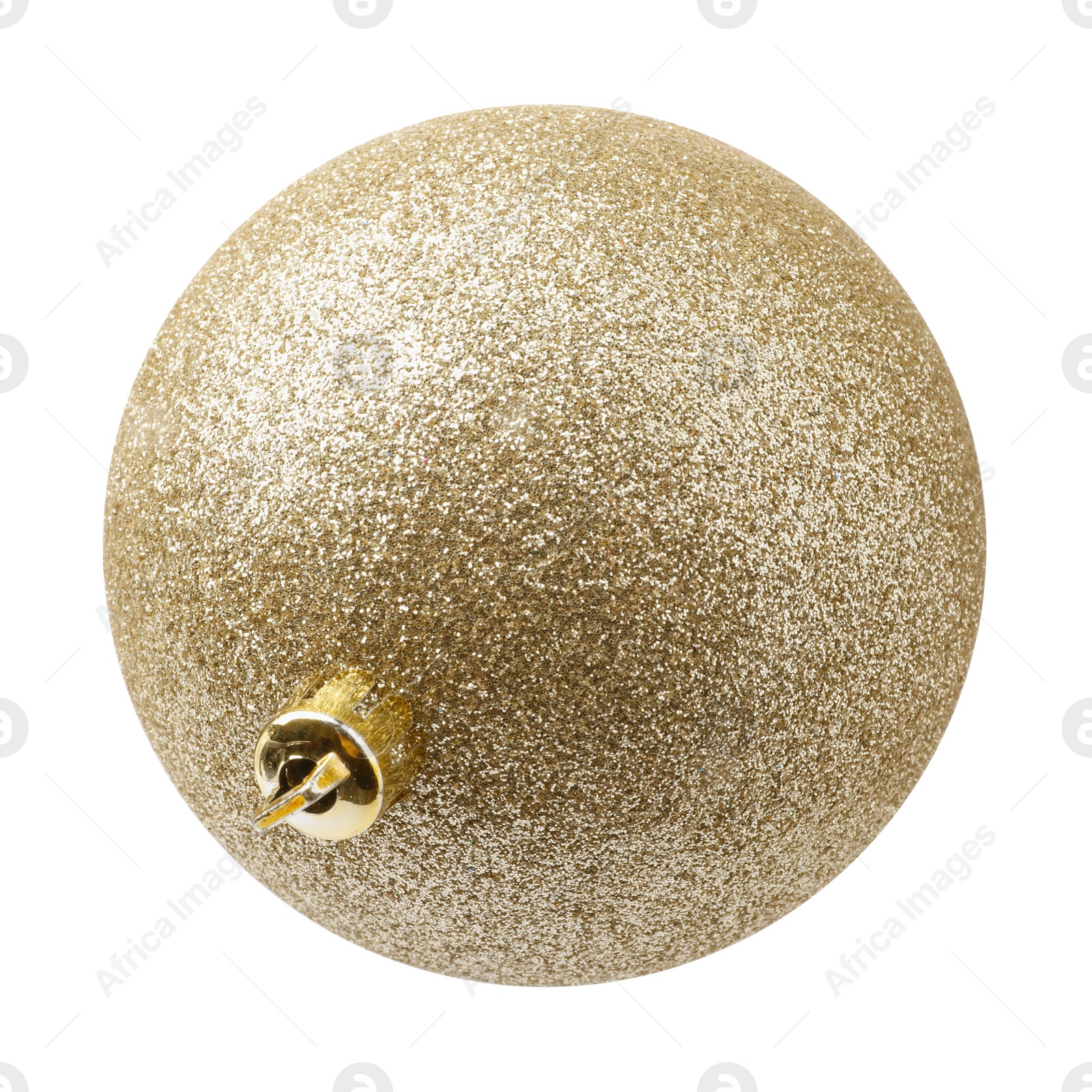 Photo of Beautiful golden Christmas ball isolated on white