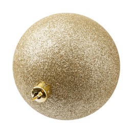 Photo of Beautiful golden Christmas ball isolated on white