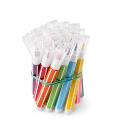 Photo of Many bright colorful markers isolated on white