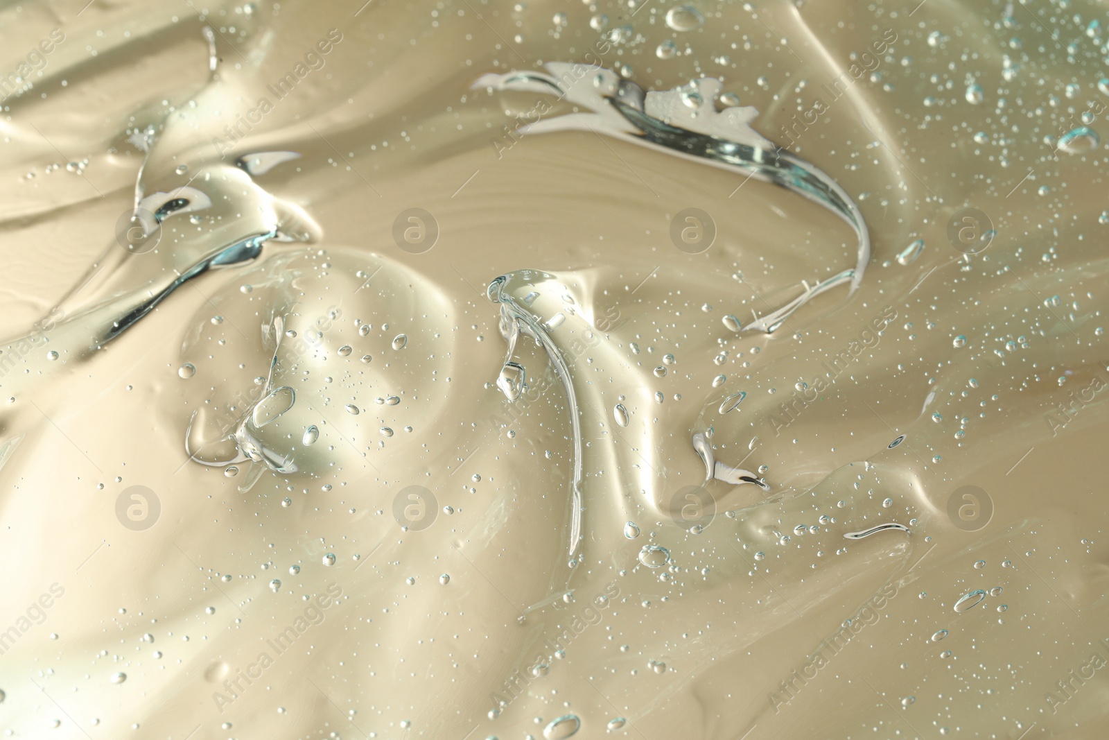 Photo of Transparent cleansing gel as background, closeup. Cosmetic product