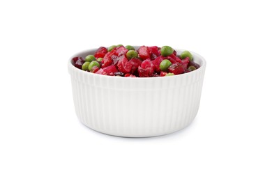 Photo of Delicious fresh vinaigrette salad isolated on white