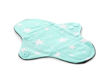 Cloth menstrual pad isolated on white. Reusable female hygiene product