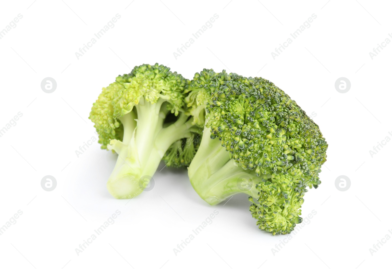 Photo of Fresh green broccoli on white background. Organic food