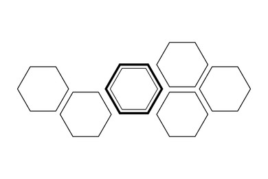 Image of Pattern of hexagons on white background, illustration