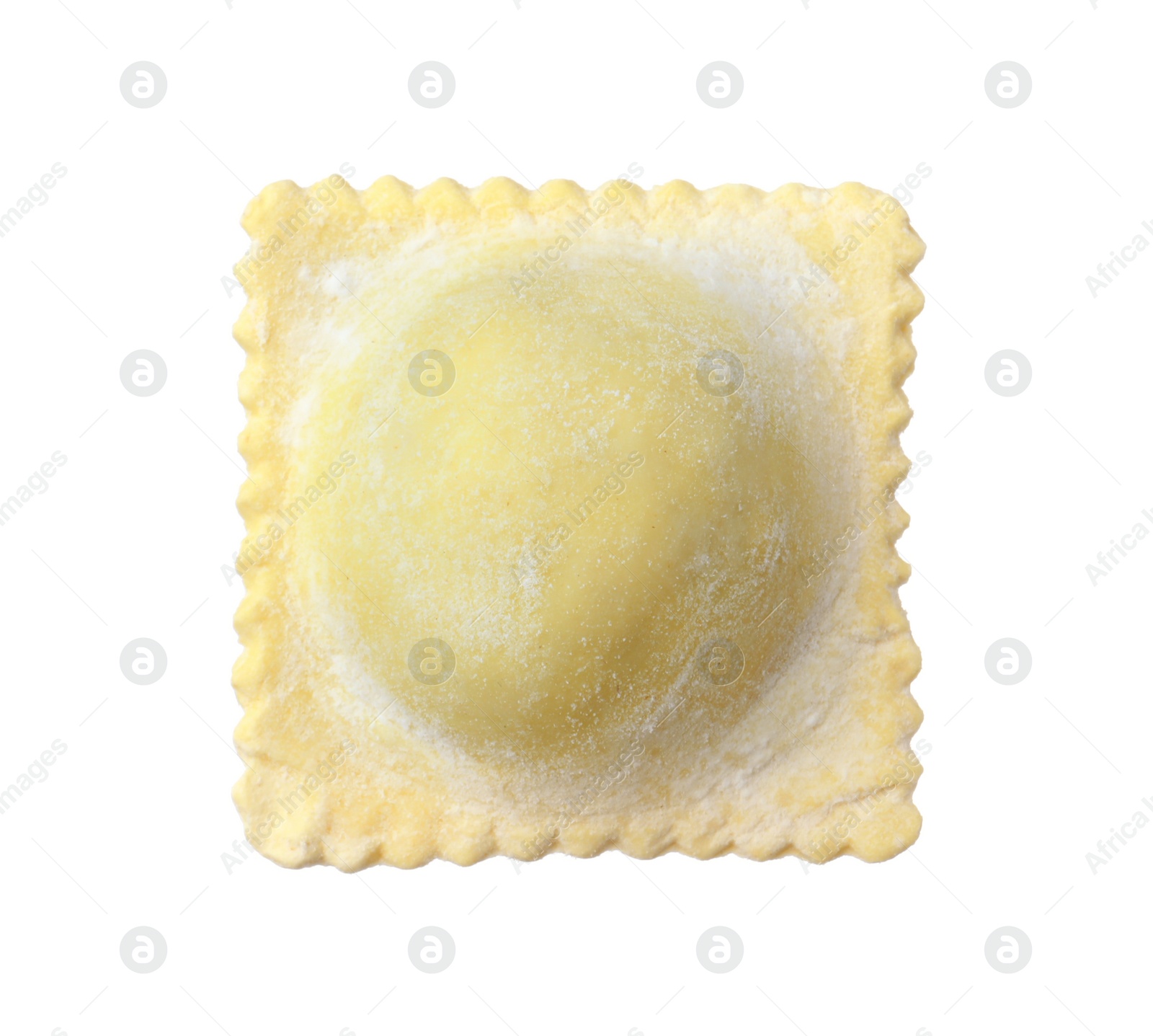 Photo of Uncooked ravioli with filling isolated on white