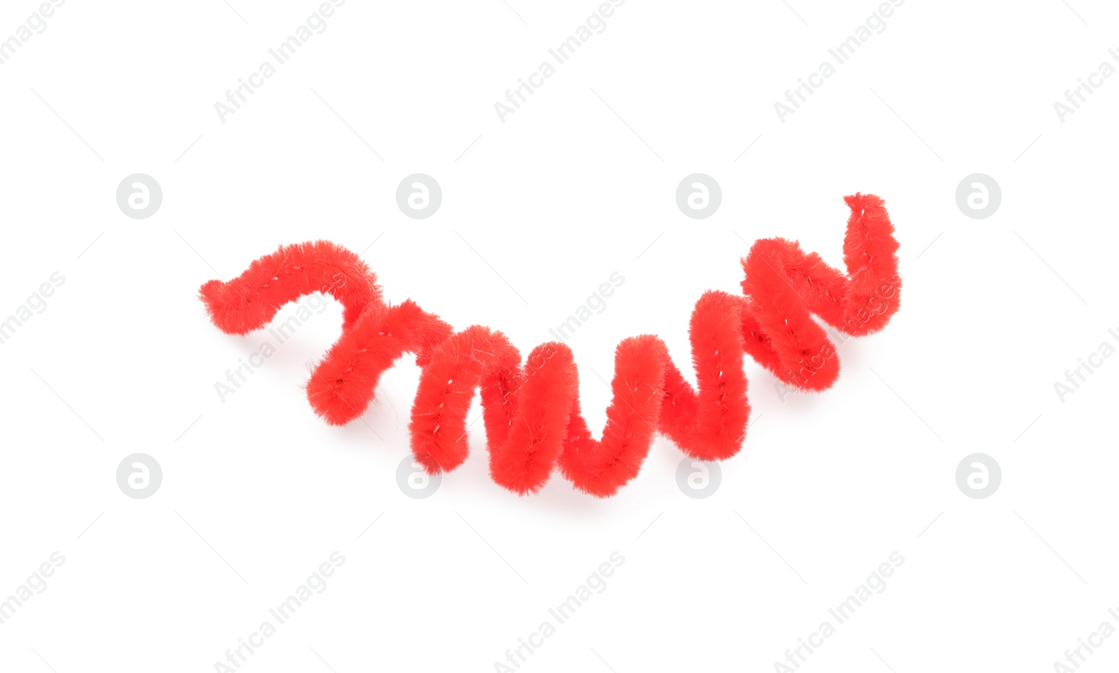 Photo of Red fluffy wire isolated on white, top view
