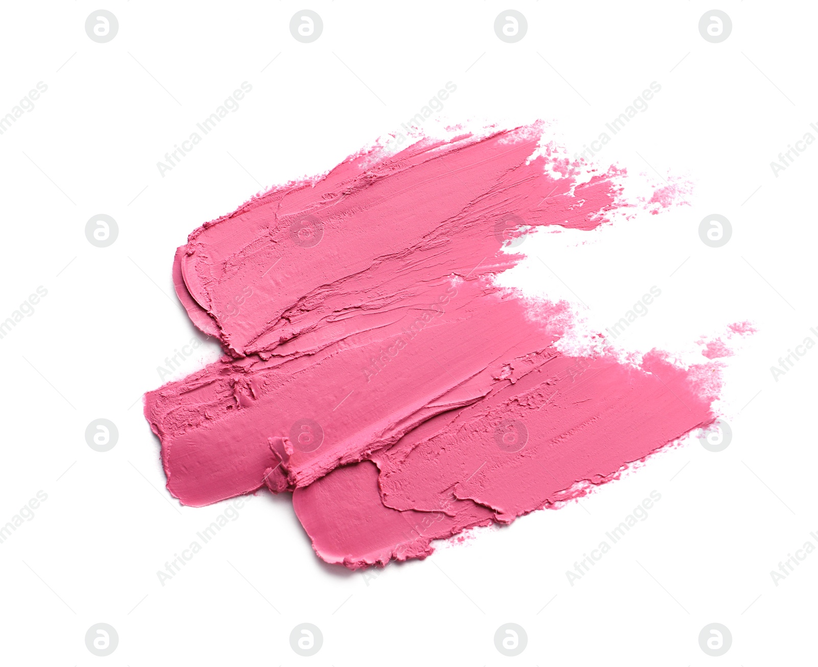 Photo of Smears of bright lipstick on white background, top view