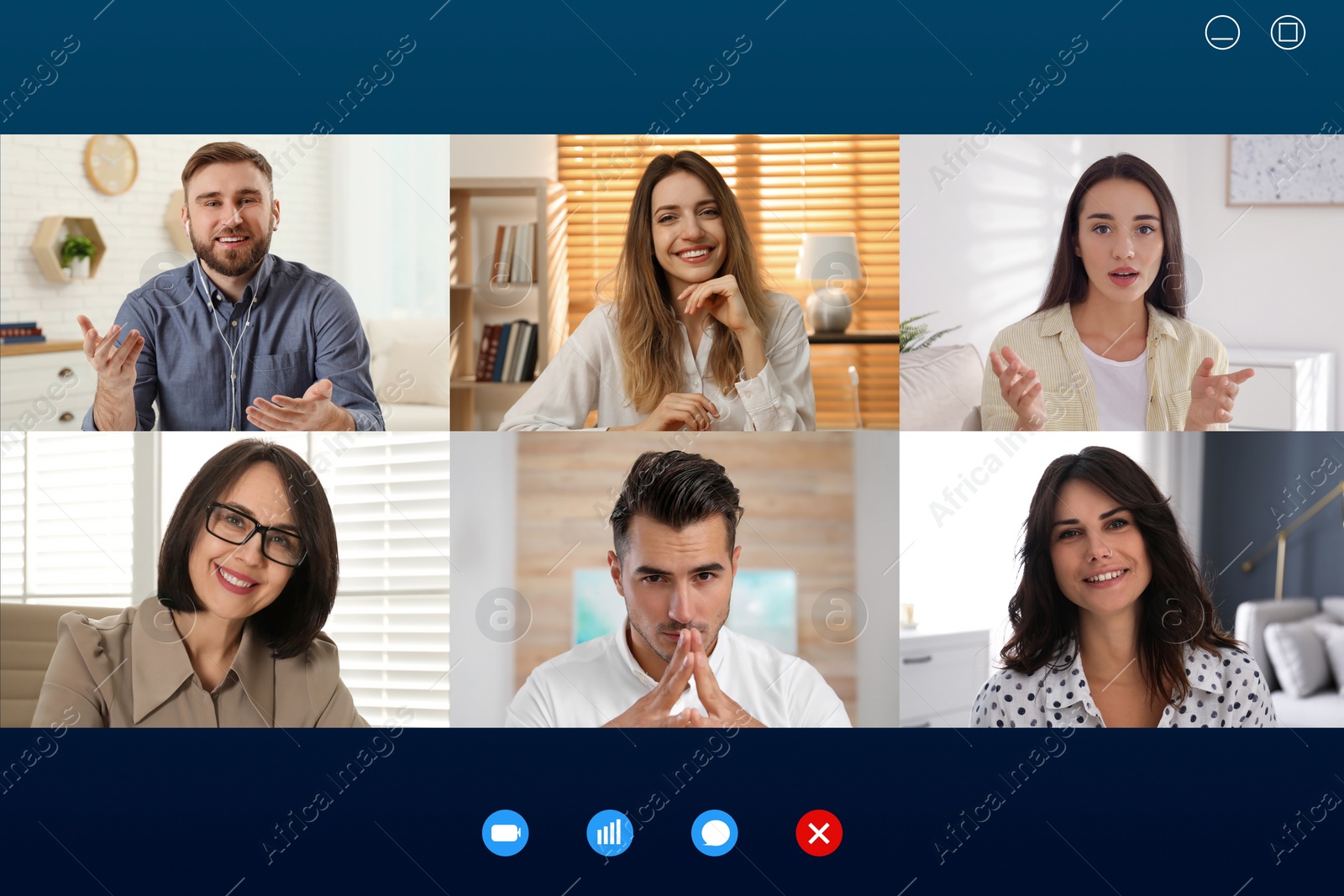 Image of Group of people attending webinar. Video conference