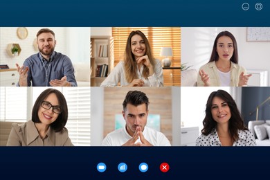 Group of people attending webinar. Video conference