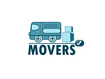 Image of Movers service. Illustration of truck and boxes on white background 