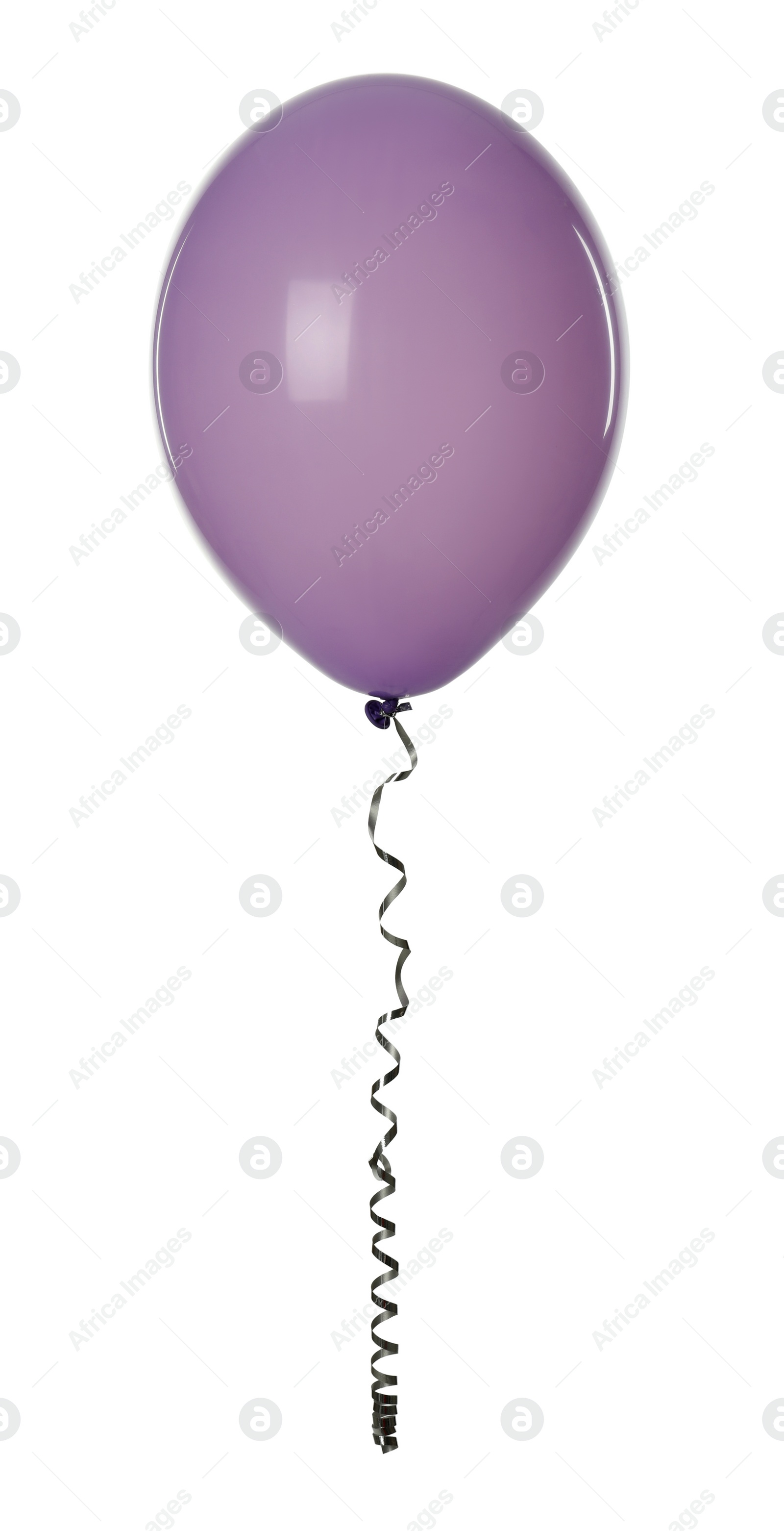 Photo of Violet balloon with ribbon isolated on white