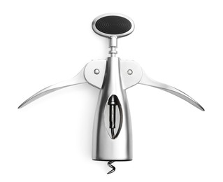 Photo of One wing corkscrew isolated on white, top view