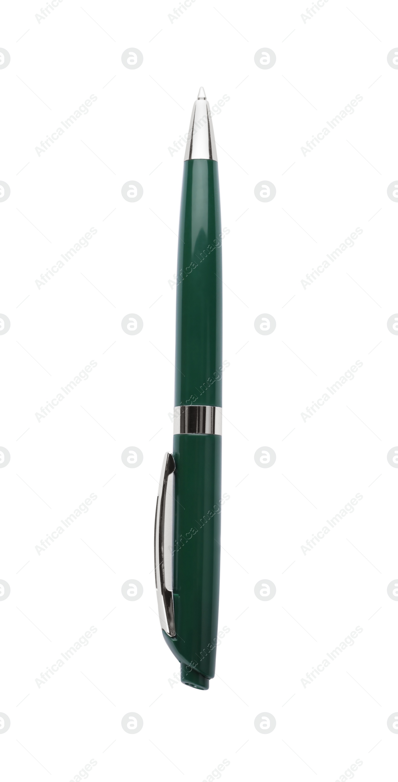 Photo of New retractable pen isolated on white. School stationery