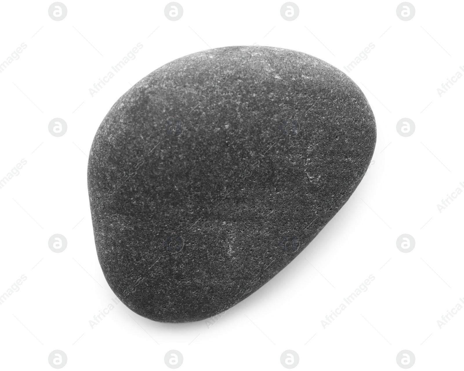 Photo of One dark grey stone isolated on white, top view