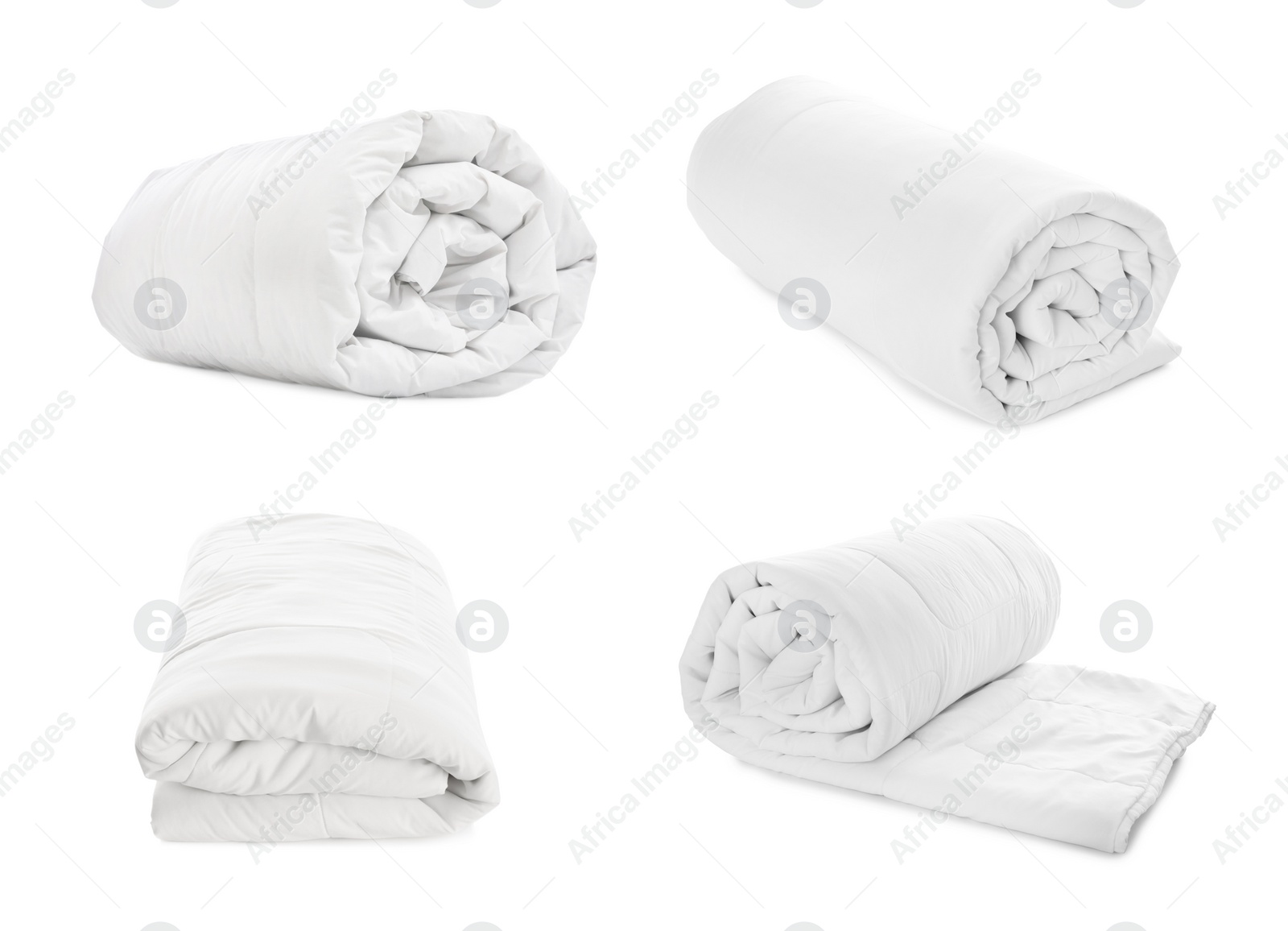 Image of Set of clean blankets isolated on white