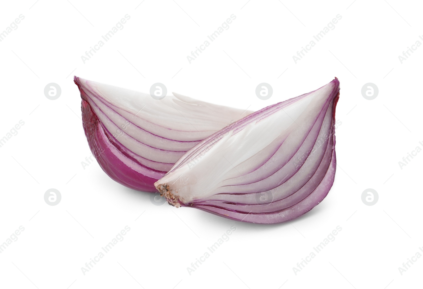 Photo of Fresh cut red onion isolated on white