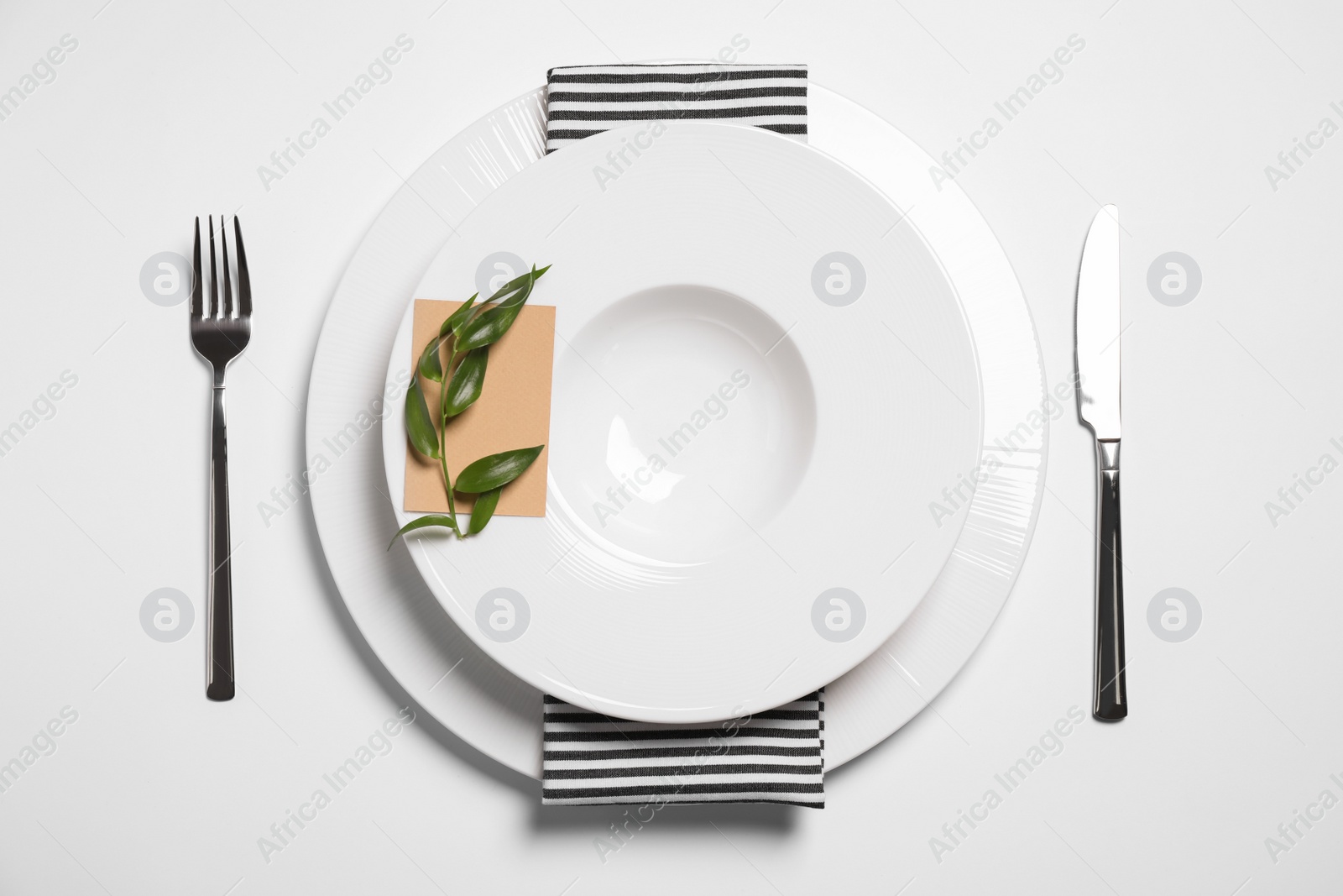 Photo of Stylish table setting on white background, top view