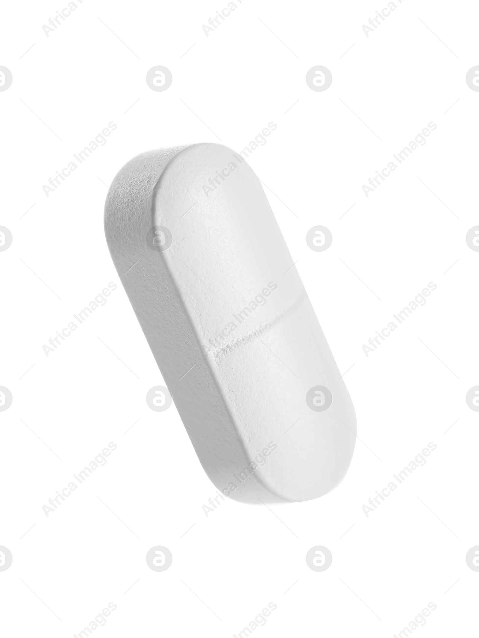 Photo of One pill isolated on white. Drug therapy