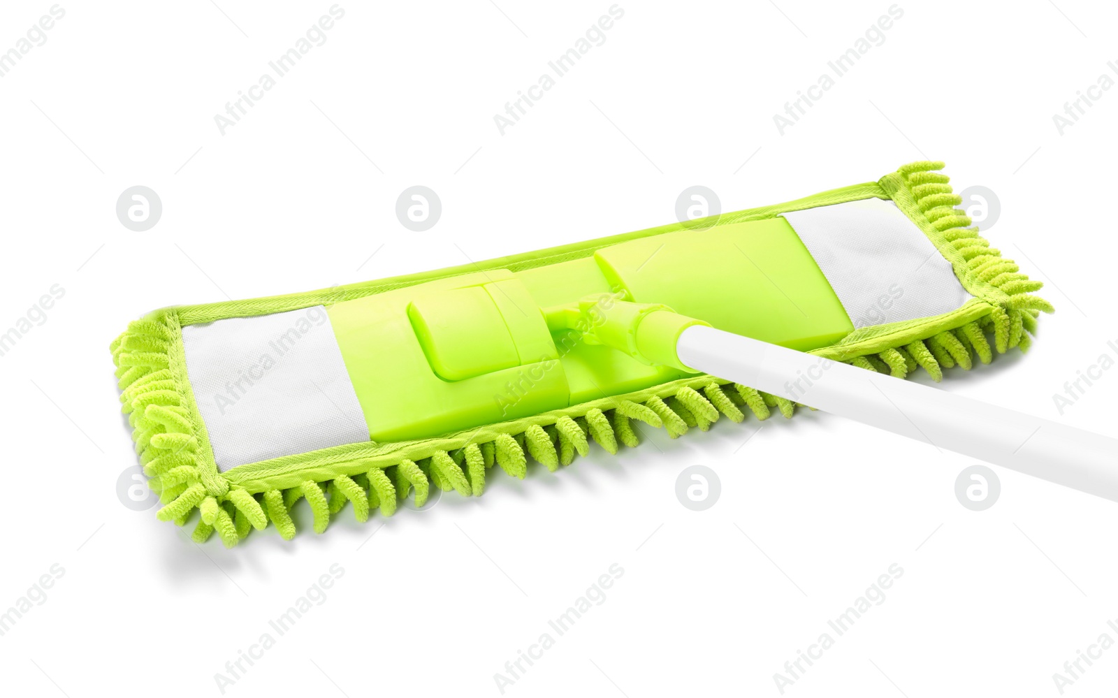 Photo of One flat mop isolated on white. Cleaning tool