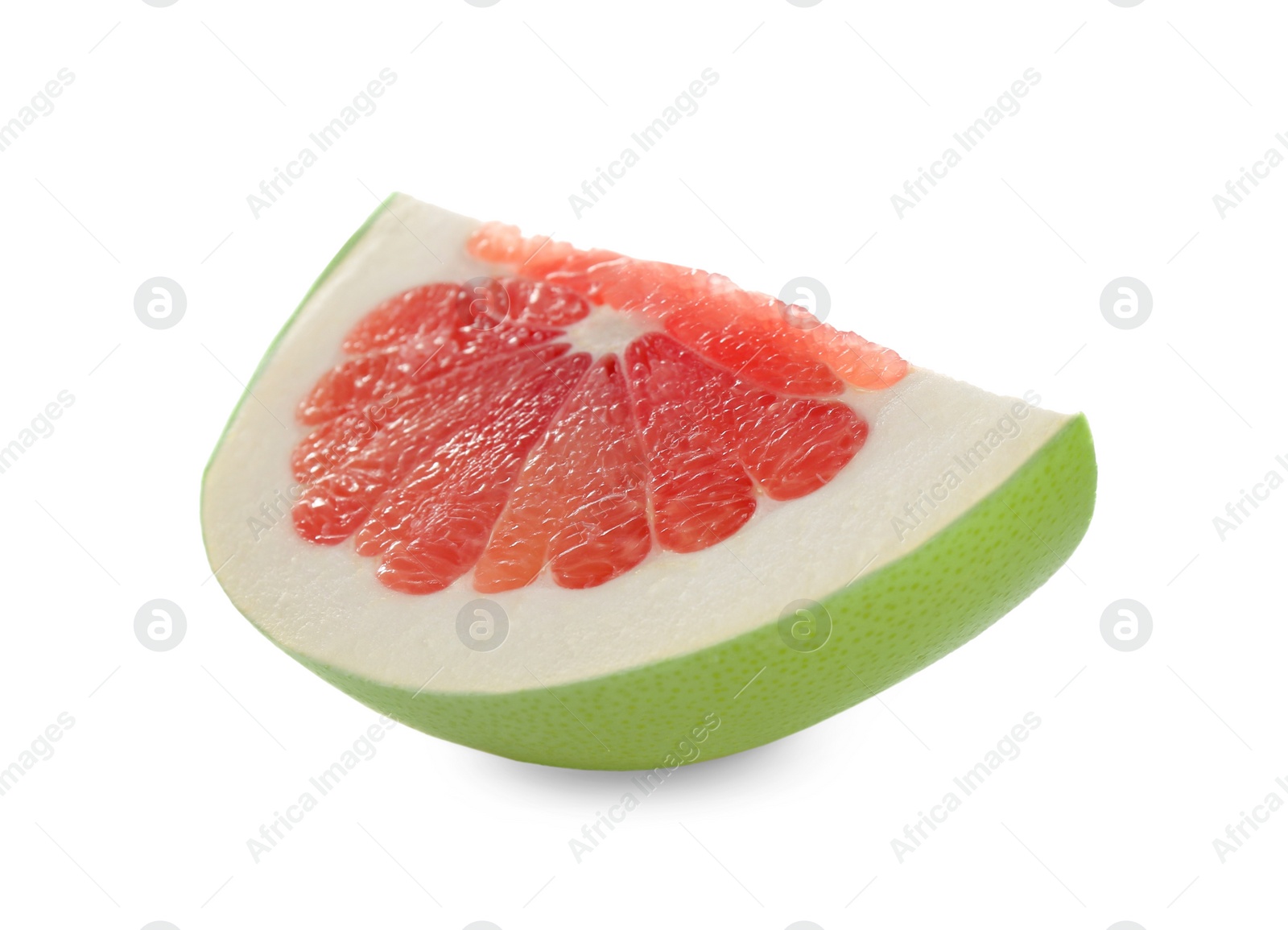 Photo of Slice of red pomelo isolated on white