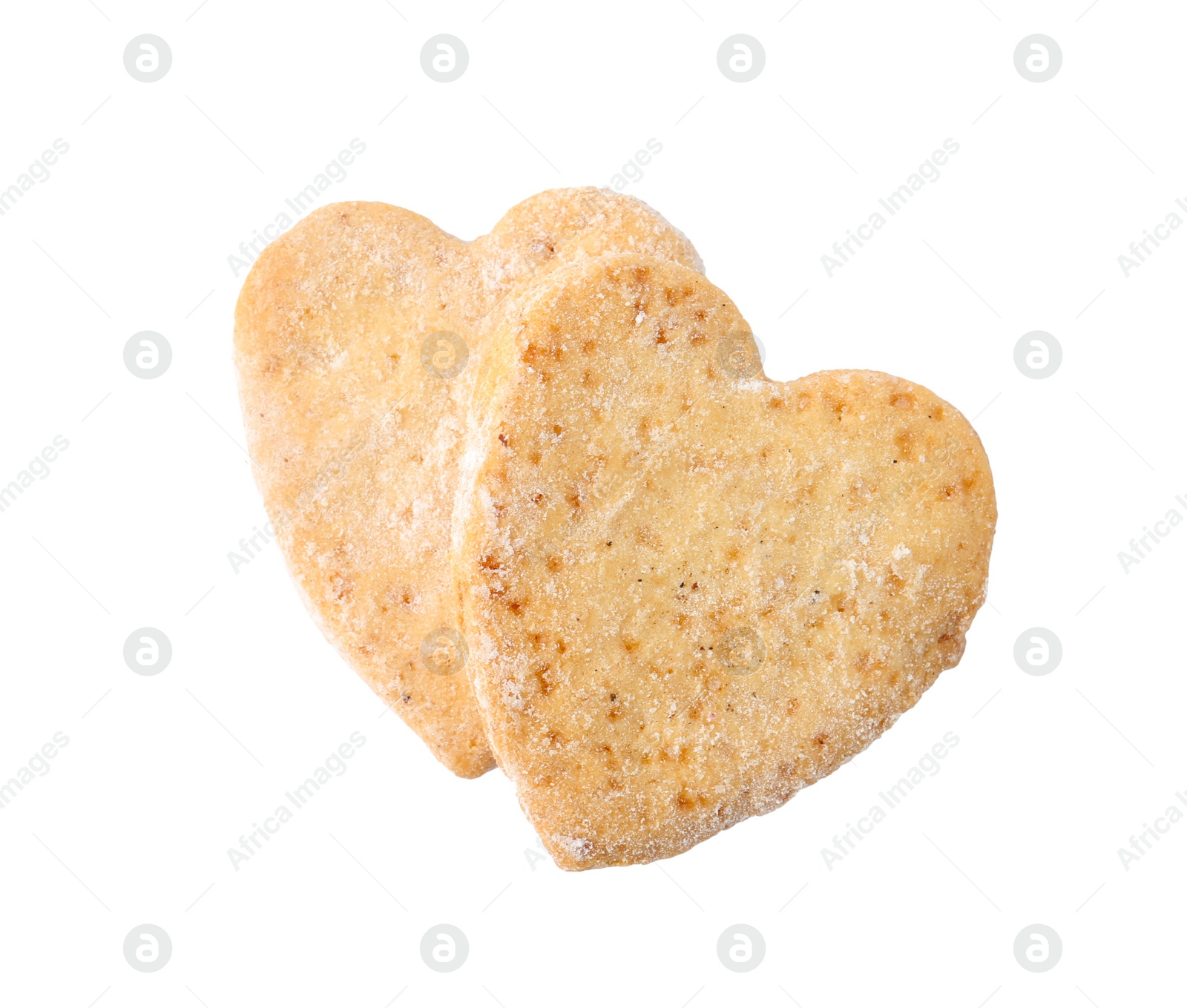 Photo of Homemade heart shaped cookies on white background, top view