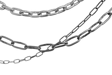 Photo of Three common metal chains isolated on white