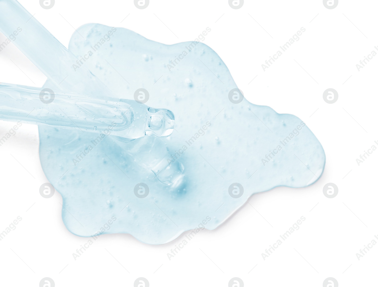 Image of Droppers with serum on white background, top view. Skin care product