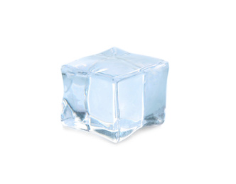 Photo of Crystal clear ice cube isolated on white