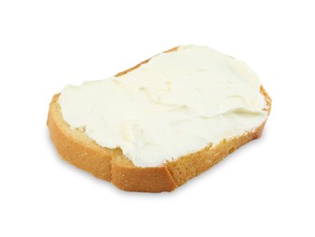 Photo of Bread with cream cheese isolated on white