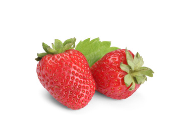 Photo of Fresh ripe red strawberries isolated on white