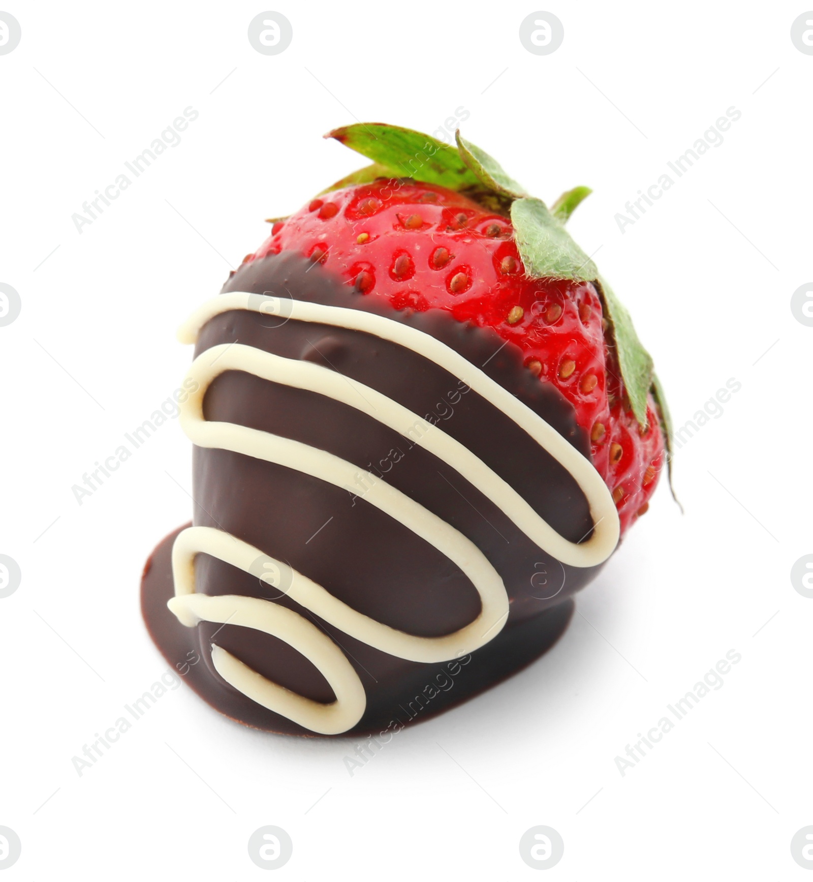 Photo of Delicious chocolate covered strawberry on white background