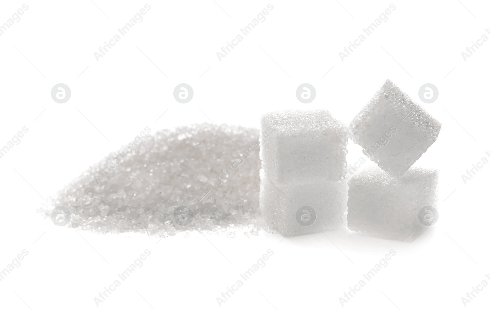 Photo of Refined sugar on white background